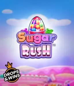 Experience the colorful world of the Sugar Rush slot game by Pragmatic Play, showcasing a bright candy dispenser on a whimsical background of candyland. This image portrays the joy and thrill of the game, enhanced with vivid candies and charming typography. Great for those with a sweet tooth, offering endless entertainment. 